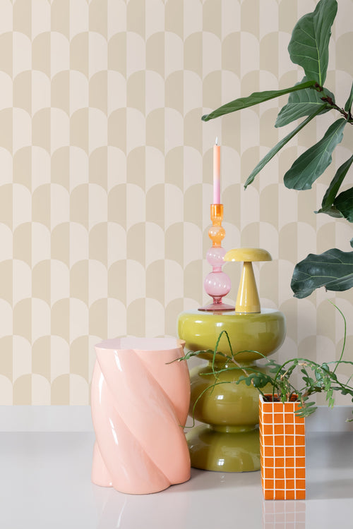 ESTAhome behang art deco bogen beige en zandkleurig - 53 cm x 10.05 m - 139985 - vtwonen shop