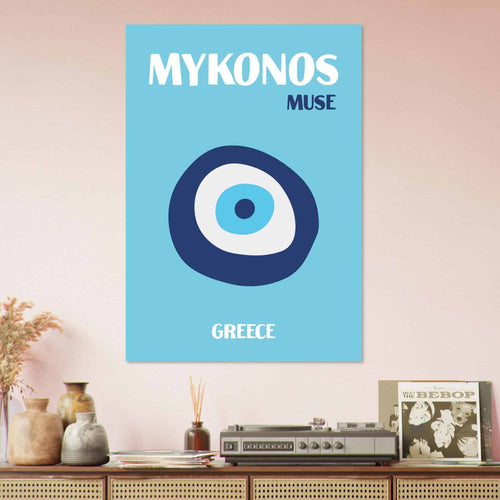 Artfulprints Poster Griekenland - Mykonos   - 50x70 cm - Blauw