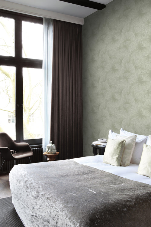 Origin Wallcoverings behang 3D-motief bladeren vergrijsd groen - 50 x 900 cm - 348008 - vtwonen shop