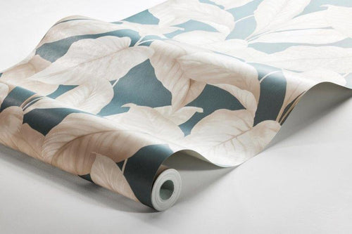 Borastapeter behang bladeren vergrijsd blauw - 53 cm x 10.05 m - 660532 - vtwonen shop