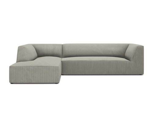 Micadoni linker hoekbank Ruby 4-zits, ribfluwelen, lichtgrijs - 180x273x69cm