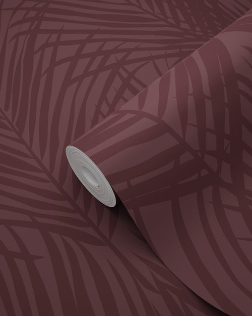 ESTAhome behang palmbladeren aubergine paars - 50 x 900 cm - 131217 - vtwonen shop