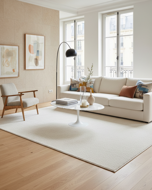 AFK Living vloerkleed Mono - Vloerkleed met getextureerd schapenvacht-effect - wit - 120x160 cm