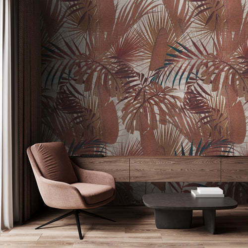 Livingwalls fotobehang jungle-motief terracotta en beige - 159 x 280 cm - AS-391802
