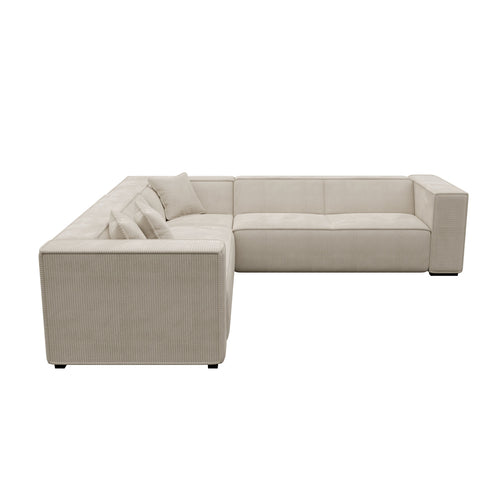 Sia Home - Grote hoekbank Kaya - Corduroy stof - Crème - 300cm - vtwonen shop