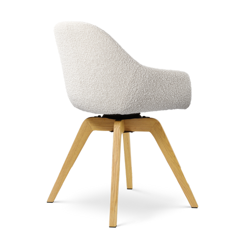 Nolon Noor-Mae draaibare eetkamerstoel bouclé beige - houten onderstel