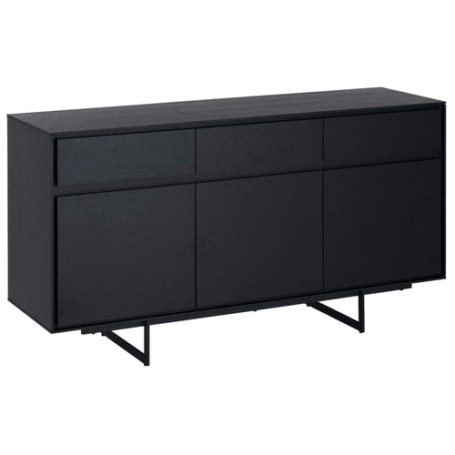 Furnhouse 3-deurs dressoir Tokyo - Zwart - MDF, zwart eikenfineer - 45x155x82