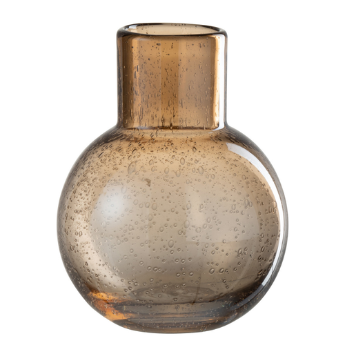 J-Line vaas Bol Met Hals - glas - amber - small - Ø 14.5 cm - vtwonen shop