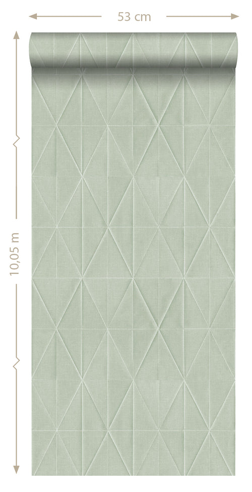 ESTAhome eco-texture vliesbehang origami motief celadon groen - 0,53 x 10,05 m - 148713 - vtwonen shop