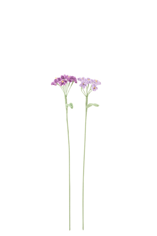 J-Line decoratie Bloem Gehaakt - polyester - paars - set van 2