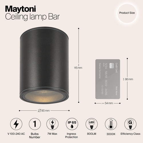 Maytoni Outdoor - Plafondlamp Bar - Grafiet - Ø9 - vtwonen shop