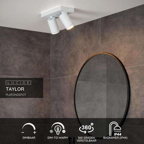 Lucide plafondspot badkamer TAYLOR - 2xGU10 - Wit - vtwonen shop