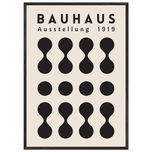 Artfulprints Poster met Lijst Bauhaus - Ausstellung 1919   - 70x100 cm - Zwart / Wit