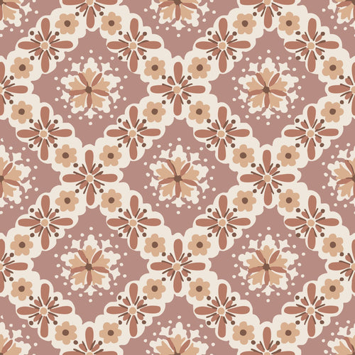 ESTAhome behang vintage bloemen mauve paars en bruin - 50 x 900 cm - 131501 - vtwonen shop