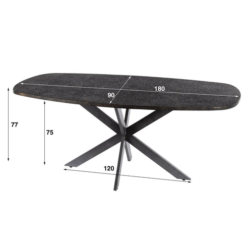 Giga Meubel Eettafel Metallic - Grijs Staal - 180x90x77cm