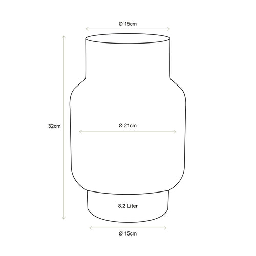 vtwonen Vaas - Glas - Bruin - 21x32cm