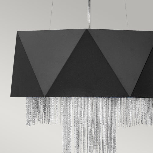 Elstead Zuma 6-lichts hanglamp, satijnzwart, zilver, E27