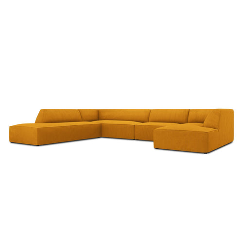 Cosmopolitan Design - Panoramische hoekbank links Siena 7-zits, ribfluwelen geel - 273x366x69cm