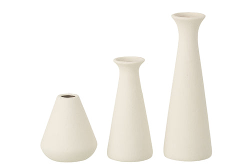 J-Line vaas Soliflore - porselein - wit - set van 3