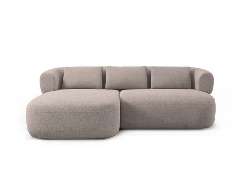 Micadoni linker hoekbank Jenny 5-zits, boucle lichtbruin - 145x200x73cm