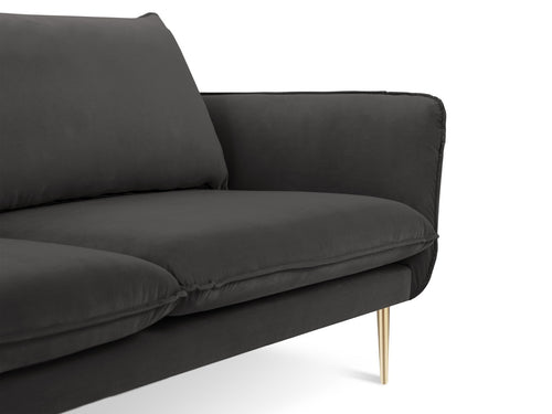 Cosmopolitan Design Bank Vienna 3-zits, flueel, donkergrijs - 92x200x95cm