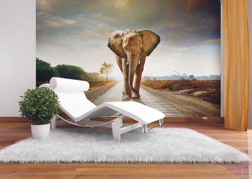 Sanders & Sanders fotobehang olifant beige, grijs en blauw - 375 x 270 cm - 600470