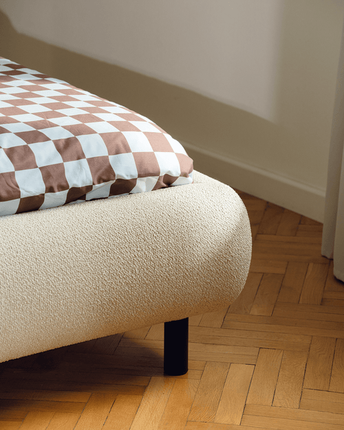 noo.ma Mumo gestoffeerd bed 140x200 Desert Beige Bouclé