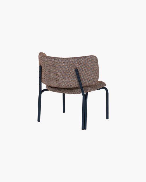 noo.ma Kei Lounge Chair - gestoffeerde design fauteuil, metaal en 100% polyester, Brown & Blue Mélange