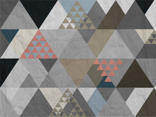 Sanders & Sanders fotobehang grafische driehoeken grijs, beige en bruin - 360 x 270 cm - 600506