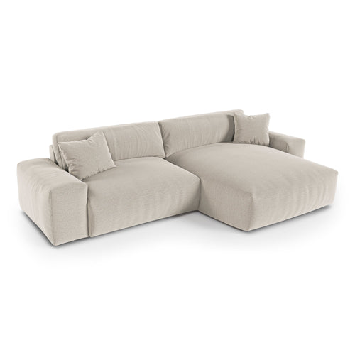 Premium Interiors - Rechthoekige hoekbank CHEER - zacht aanvoelende geweven stof  beige 312cm