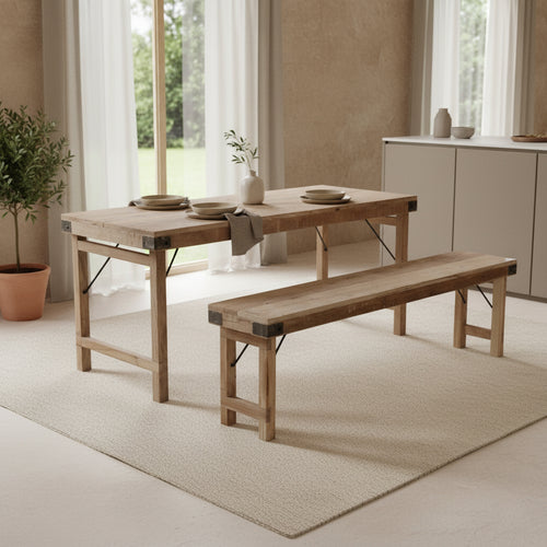 Raw materials eetkamerbank Limewash - inklapbaar - 160 cm - vtwonen shop