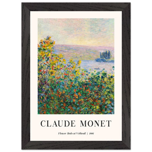 Artfulprints Poster met Lijst Claude Monet - Flower beds at Vétheuil   - A4 21x29.7 cm - Meerkleurig