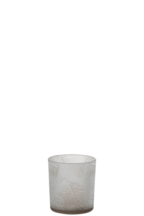 J-Line windlicht Bladeren - glas - beige - small - 6 stuks