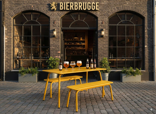 MaximaVida metalen picknickset Max 150 cm okergeel – 3-delig