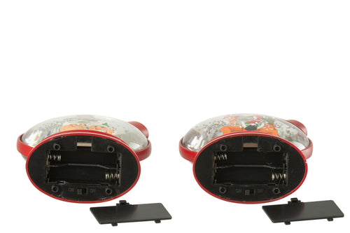 J-Line hanger Waterbol Peperkoekman + Kerstman - kunststof - rood - 2 stuks