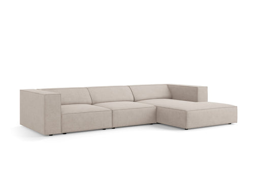 Cosmopolitan Design rechter hoekbank Arendal 4-zits, chenille met ribbeleffect, donkerbeige - 166x284x70cm