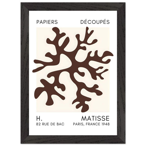 Artfulprints Poster met Lijst Matisse – Dreamy coral flower brown   - A4 21x29.7 cm - Bruin