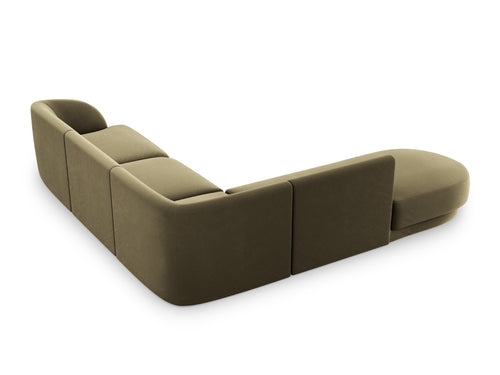 Micadoni - Linker hoekbank "Miley" 6 zitplaatsen, flueel, groente - 248x255x70cm