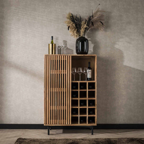 Giga Meubel Wijnkast Slide - Naturel Acaciahout - 80x43x122cm