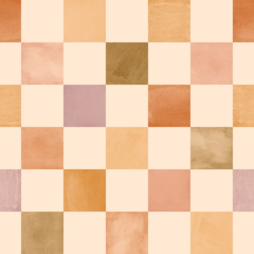 ESTAhome behang geblokt motief oranje, geel en paars - 50 x 900 cm - 132178