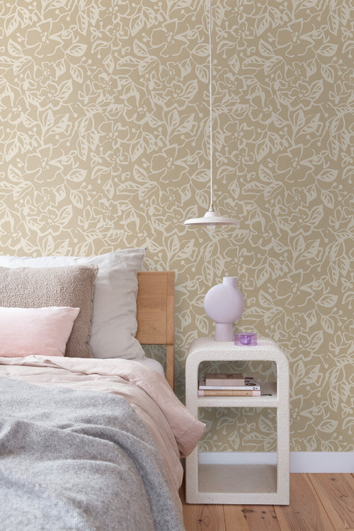 ESTAhome behang bladeren en bloemen beige - 50 x 900 cm - 131376 - vtwonen shop