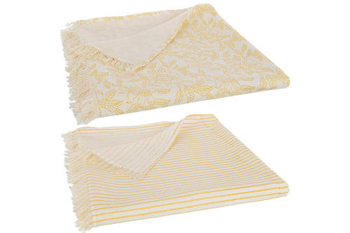 J-Line tafelkleed Indi - textiel - geel - 2 stuks