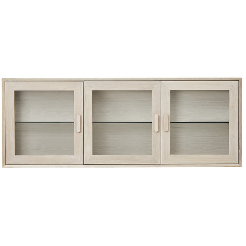 Furnhouse 3-deurs wandkast Porto - Witte olie - MDF, Eikenfineer, Glas - 34x160x60