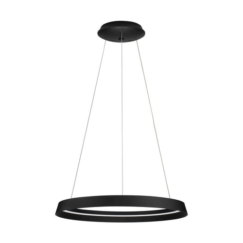 Nova Luce ORMI Geïntegreerde LED-hanglamp voor plafond, zandkleurig zwart, Triac dimbaar, 52W, 3717lm, 2700-3000K kleurtemperatuur.