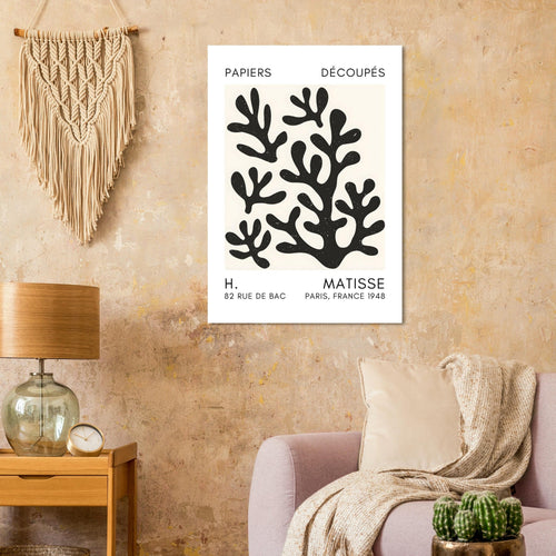 Artfulprints  Matisse – Coral shadows black   poster A4 21x29.7 cm