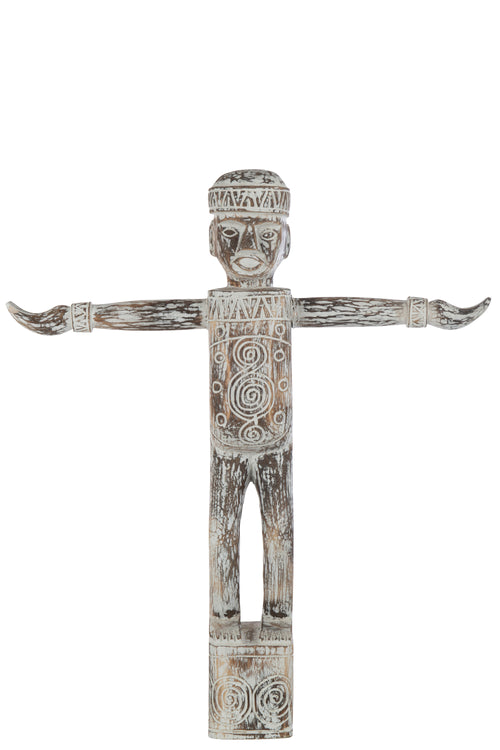 J-Line decoratie Standbeeld Edmund - hout - naturel