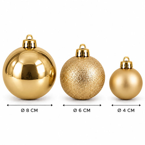 Mica Decorations Kerstballen Set Goud 46 Stuks - Onbreekbare Kerstballen van Kunststof - Diameter 4, 6 en 8 cm - Veilig voor Kinderen en Huisdieren -