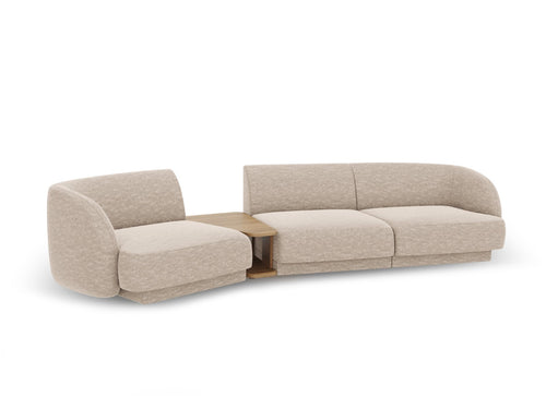 Micadoni linker modulaire bank Miley 3-zits, chenille, beige - 126x303x70cm