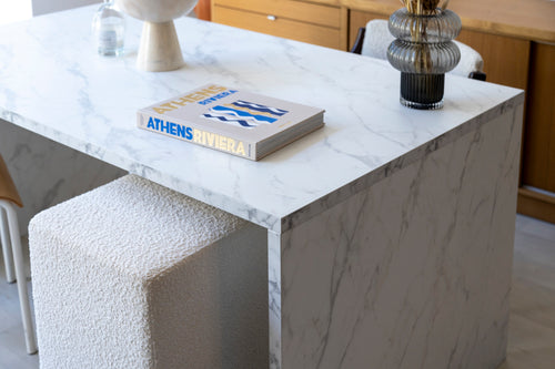 Eettafel met wit marmer effect in melamine 160 cm ALBERTA - vtwonen shop