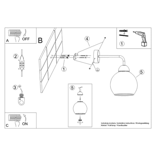 Sollux Lighting Wandlamp ALINO 1 zwart - 15x15x26cm